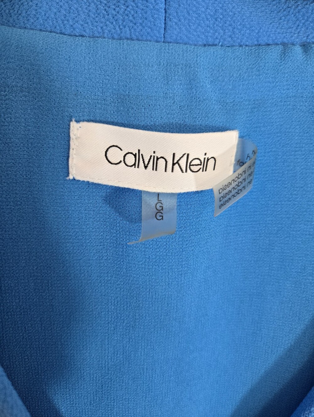 Calvin Klein Blue Flutter Sleeve Blouse Women’s Large Draped Career Office Top - Picture 4 of 11